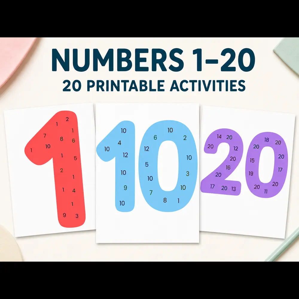 Find the Numbers 1–20: 20 Printable Activities