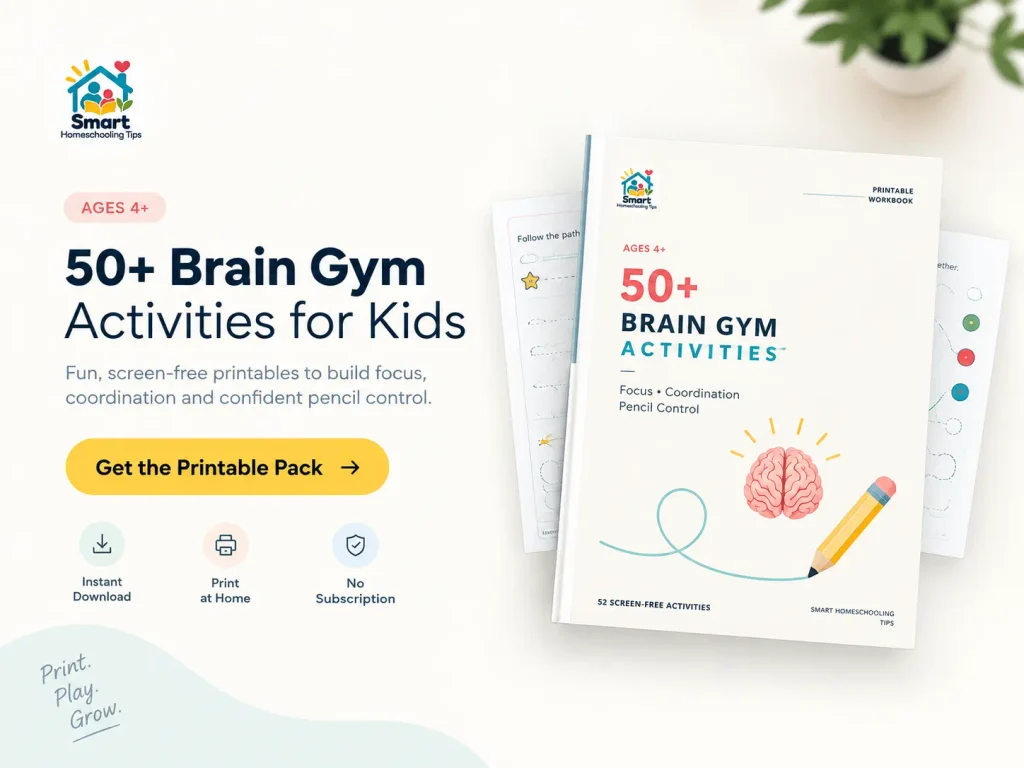 50+ Brain Gym Activities printable workbook overview