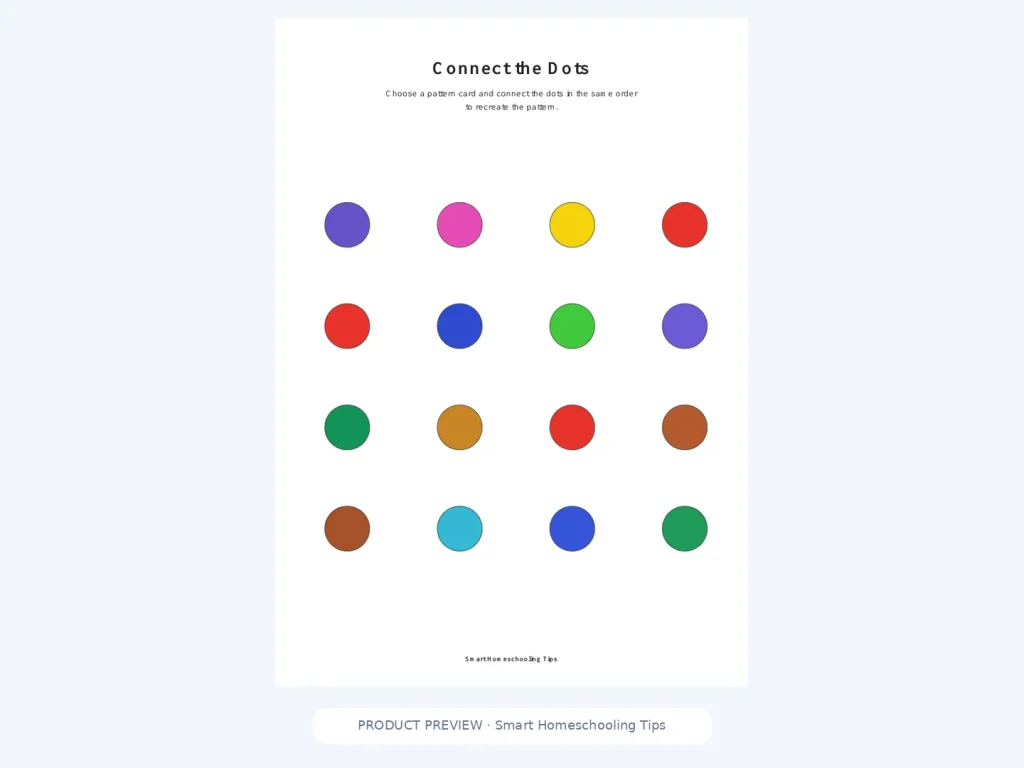 Connect the Dots printable sheet and pattern card preview