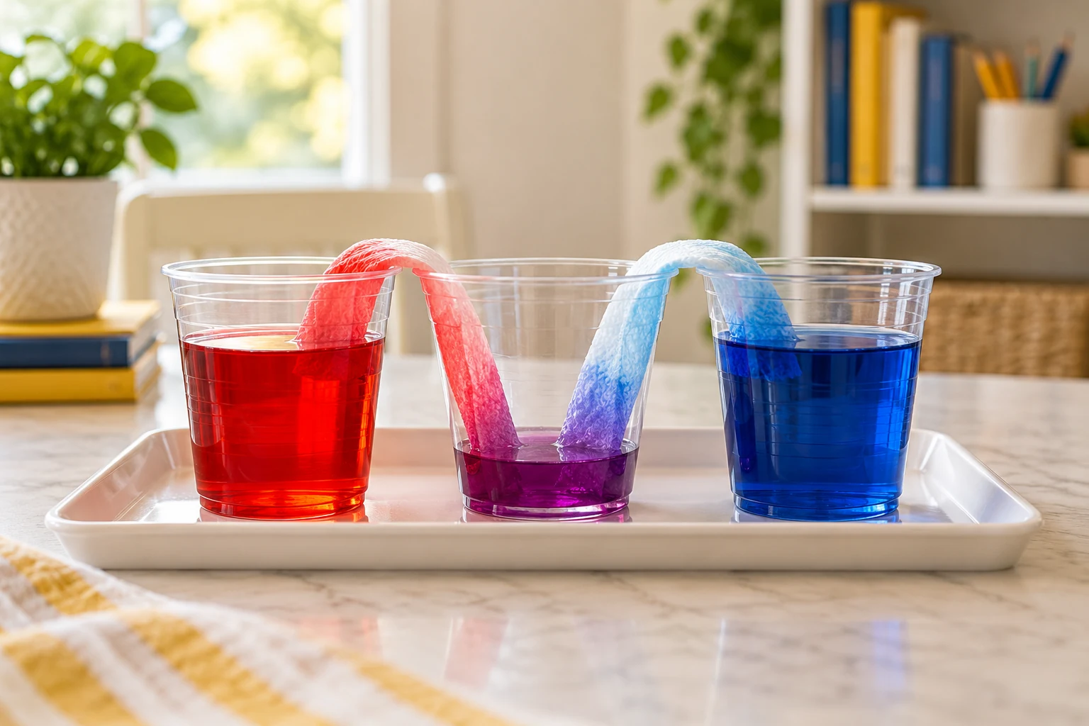 Walking Water Experiment: Watch Color Travel Between Cups